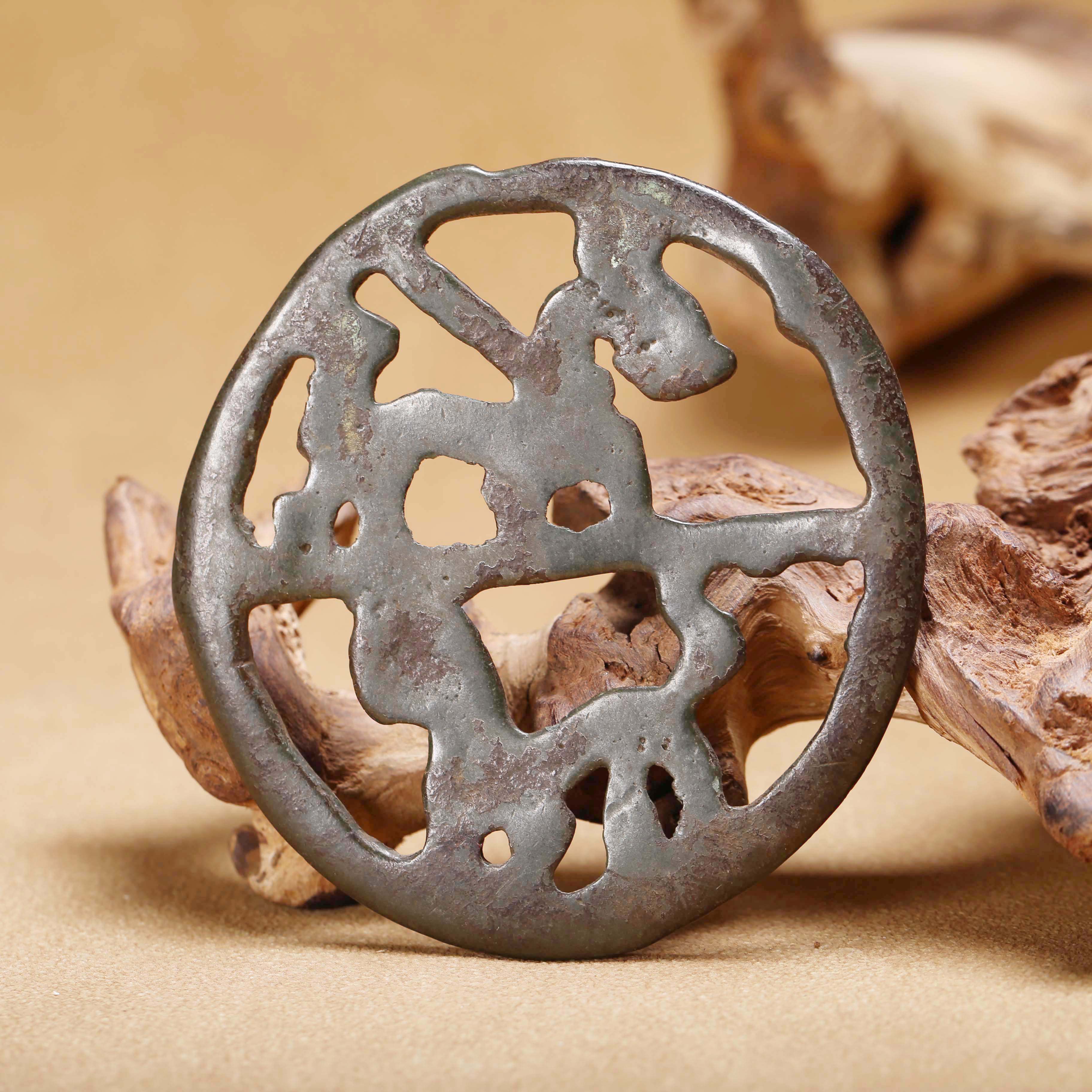 【济文阁】JXZW25020902明代 双龙托架铜挂牌