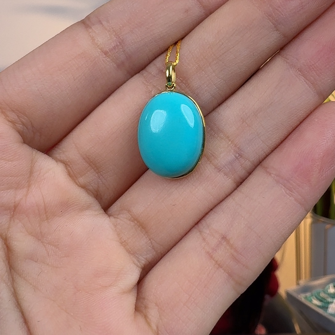 绿松石18K金镶嵌珠宝奇石