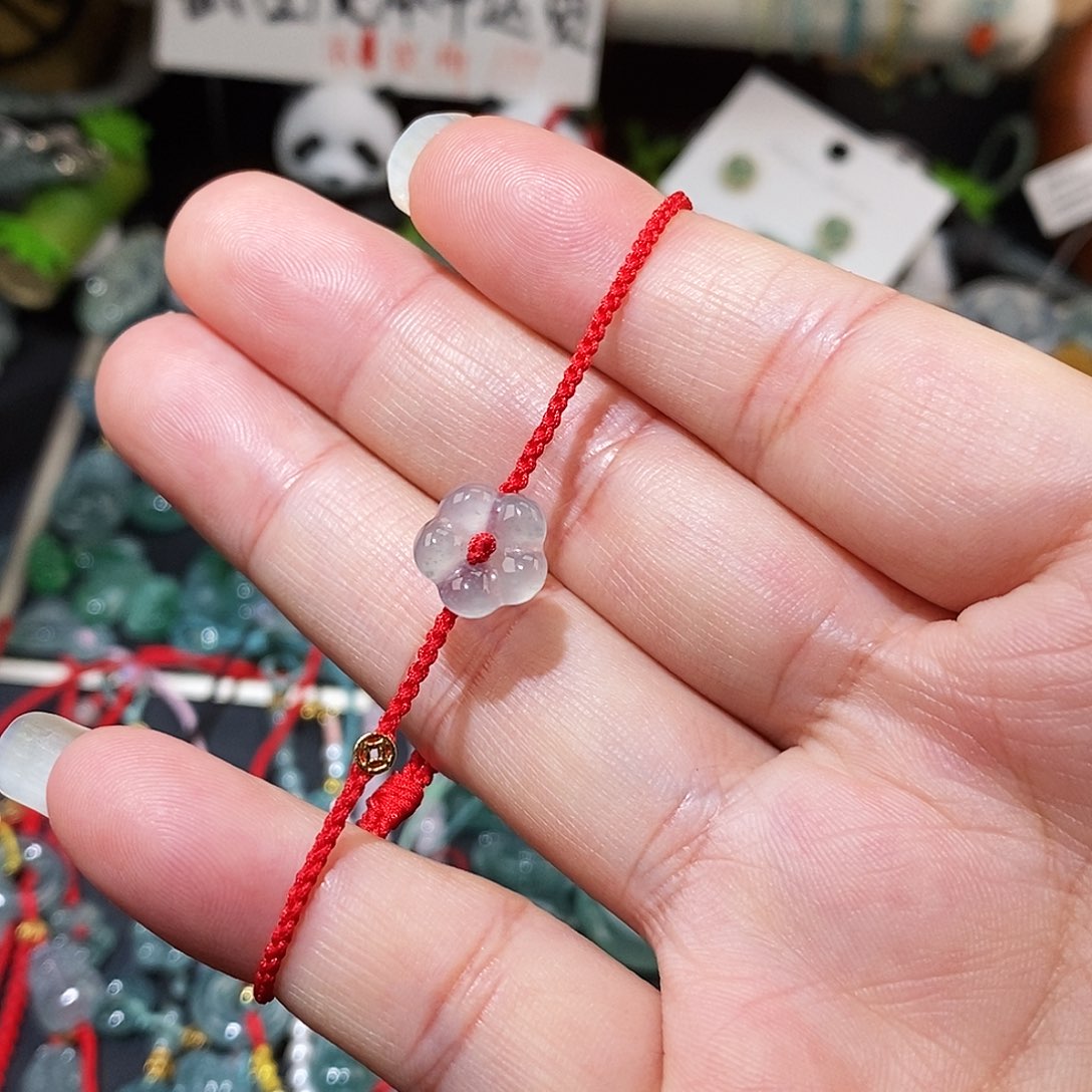 翡翠未镶嵌颈饰大花红绳15可调节