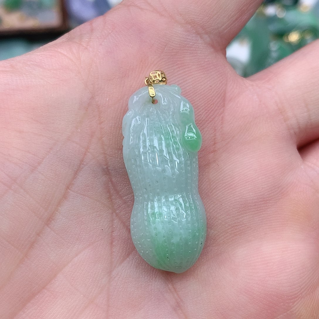翡翠吊坠(不含链)18K金镶嵌