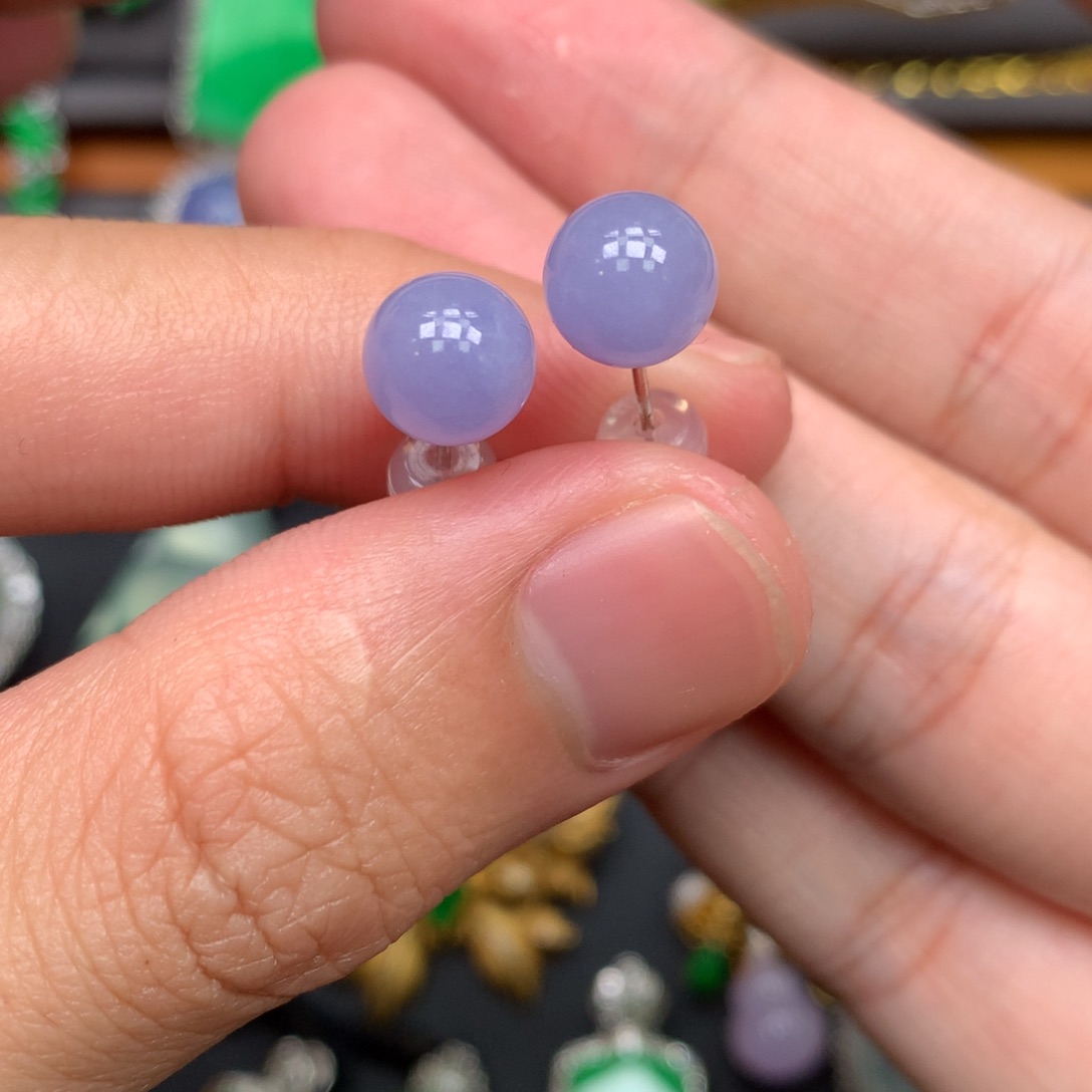 翡翠18K金镶嵌耳饰