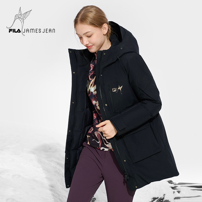 X James Jean联名女秋冬新款户外运动中长羽绒服A11W447916F