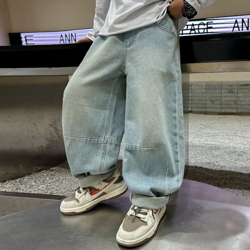 千与男童春装牛仔裤2025新款洋气中大童装时尚男孩宽松裤子春秋款