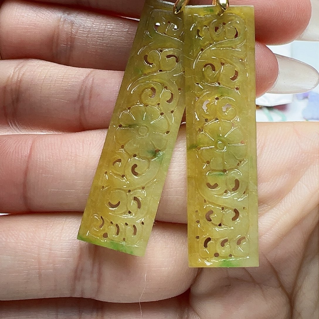 翡翠耳饰银S925镶嵌天然缅甸A货翡翠