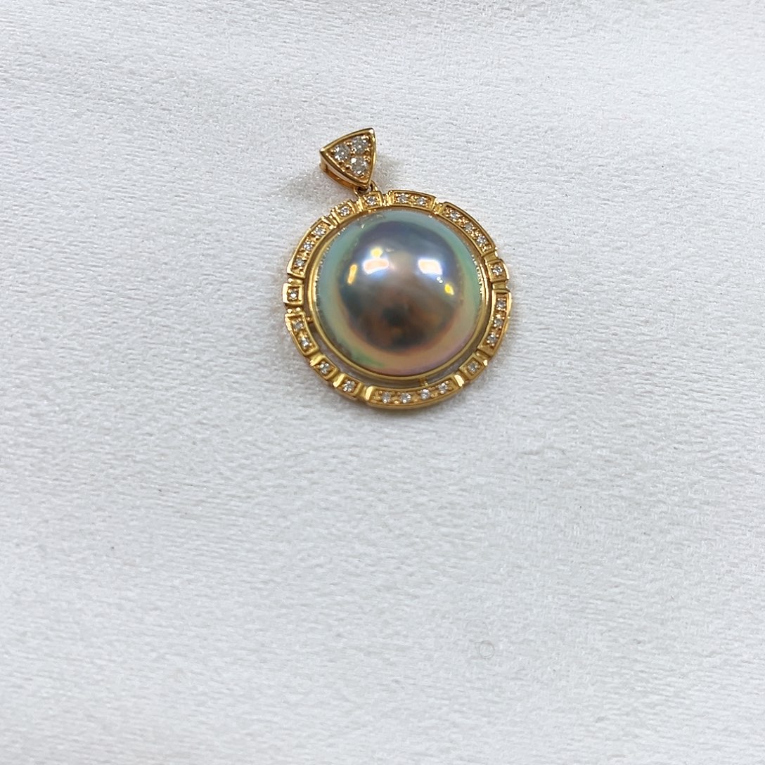 18K金镶嵌拼合珍珠（马贝珠）颈饰仙境25