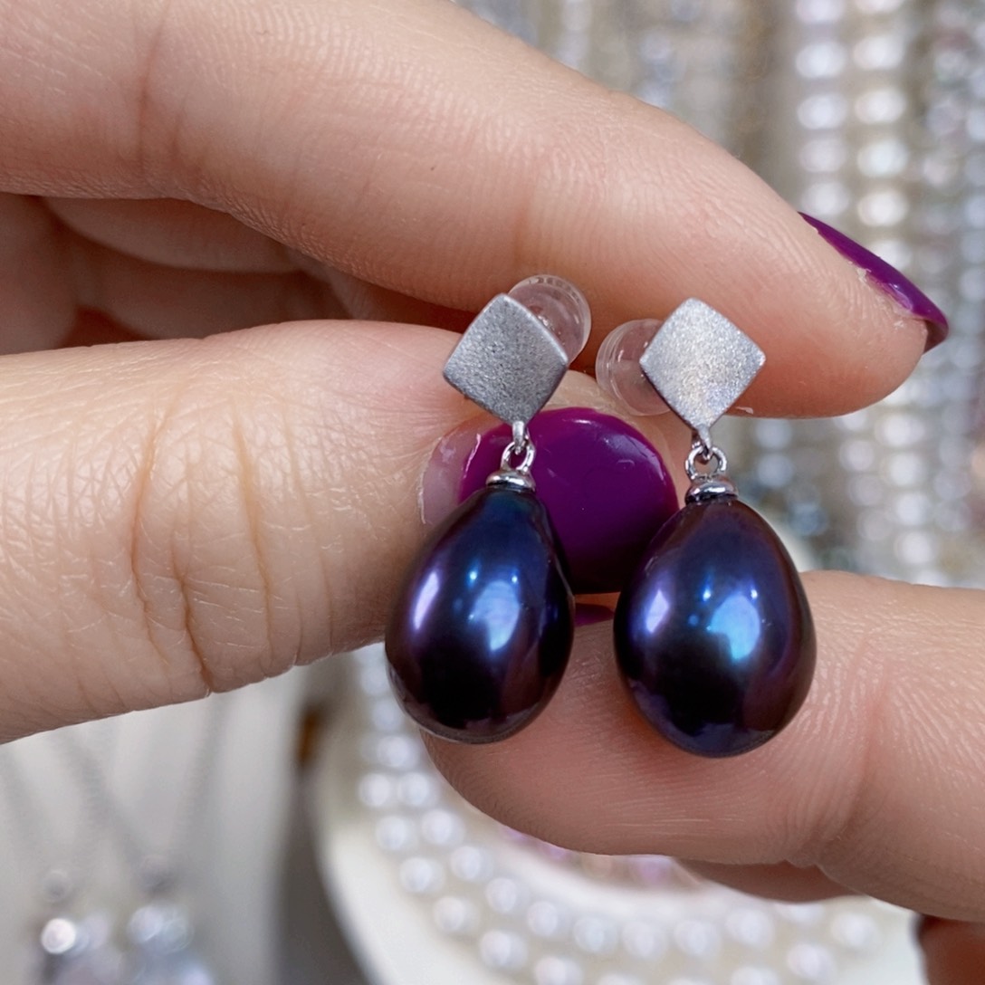 淡水珍珠耳饰银S925镶嵌