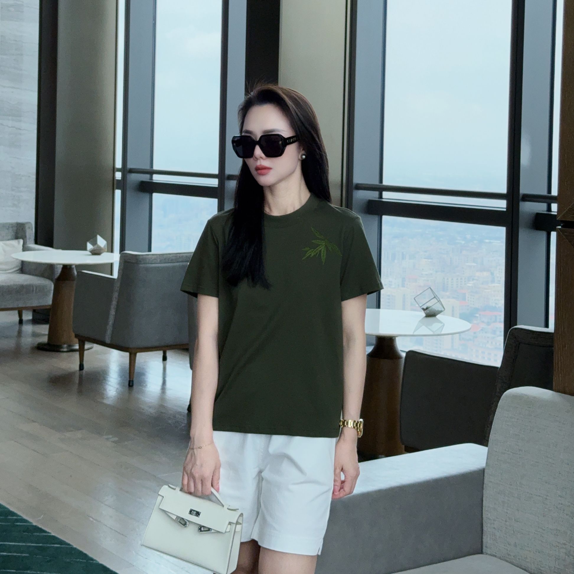 Chow&Fay -【竹韵】正肩纯棉刺绣T恤