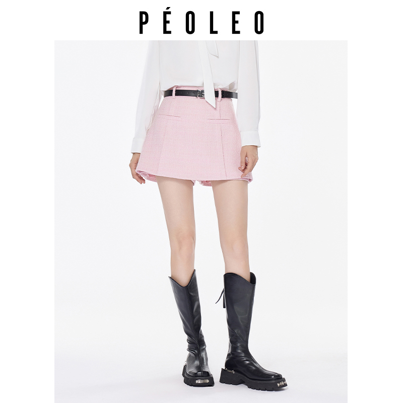 【专柜同款】PK2116079粉色秋冬高腰A字短裤