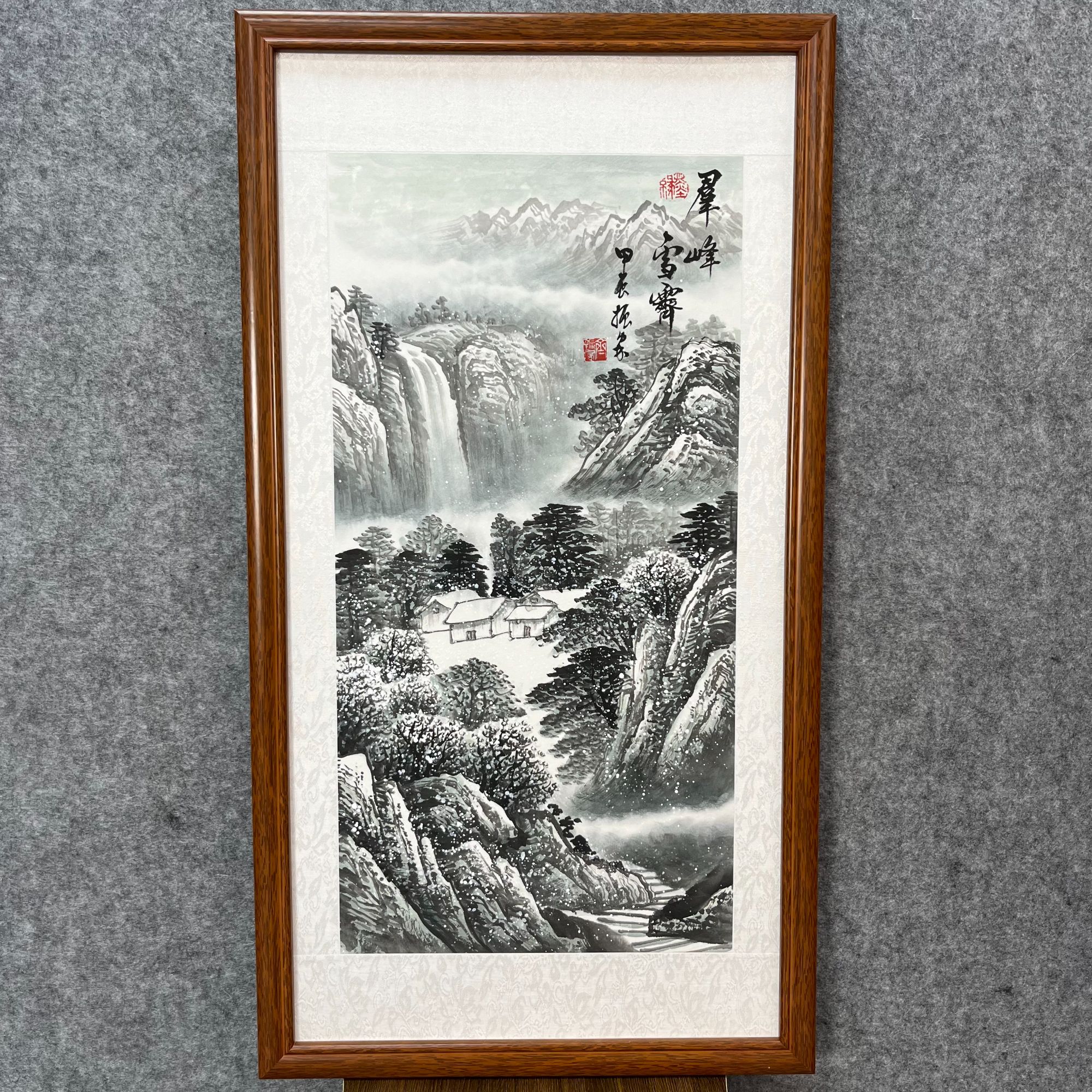齐振家亲笔手绘小山水【冬】托底不带框90*45cm送红礼盒收藏送礼