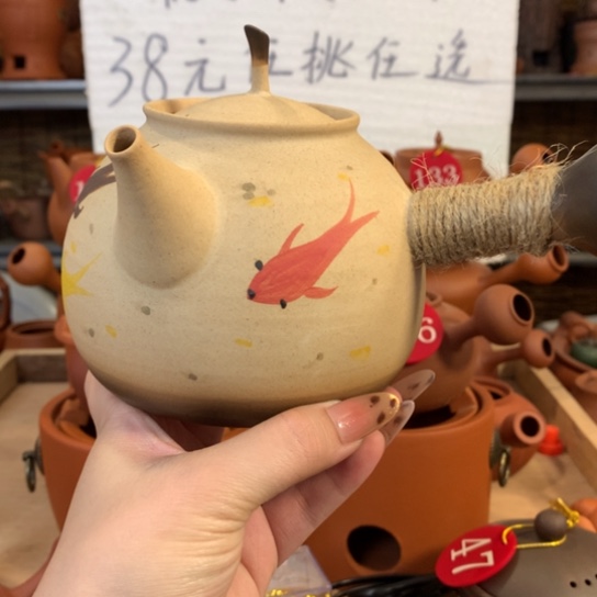 白泥粗陶白泥彩绘650毫升砂铫壶库存