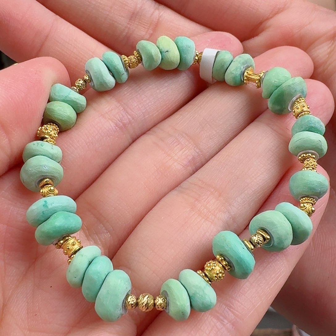 绿松石珠宝奇石18K金镶嵌
