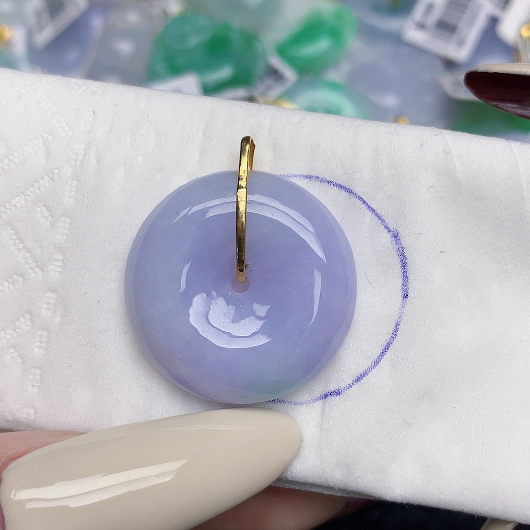 翡翠18K金镶嵌颈饰天然缅甸翡翠a货百元以上9元证书费自理