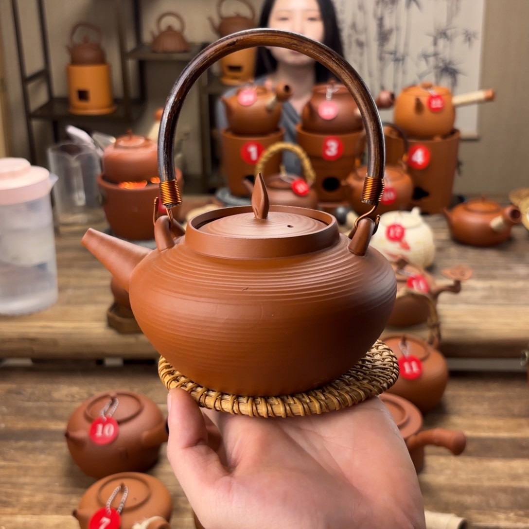 煮水煮茶甘甜 潮州砂铫壶 搭藤垫