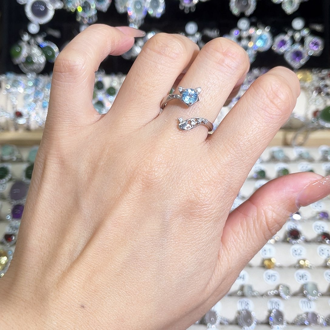 戒指托帕石银S925镶嵌