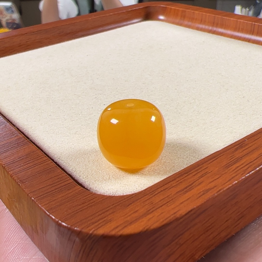 裸石蜜蜡未镶嵌16.3mm焦皮鸡油红浓蜡老型单珠tt