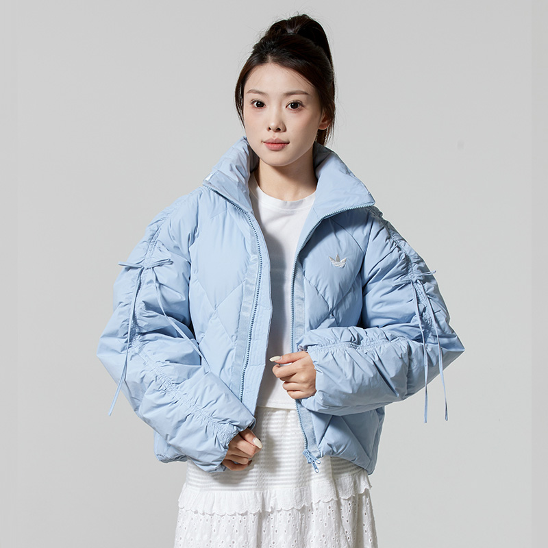 阿迪达斯三叶草短款立领羽绒服女冬季休闲保暖防风运动外套KC2612