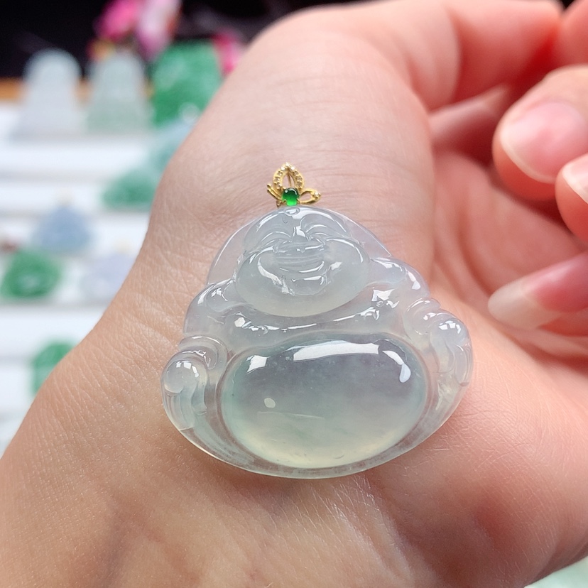 【闪购商品】翡翠吊坠(赠链)18K金镶嵌