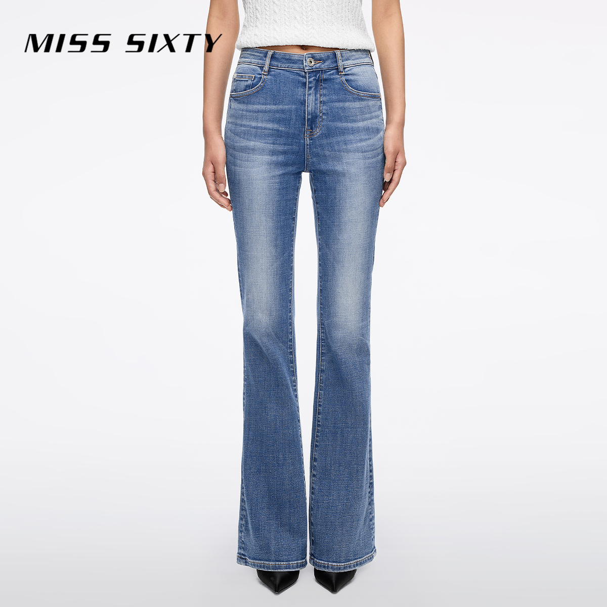 【进口牛仔面料】Miss Sixty2025秋季新款牛仔裤女修身微喇叭裤