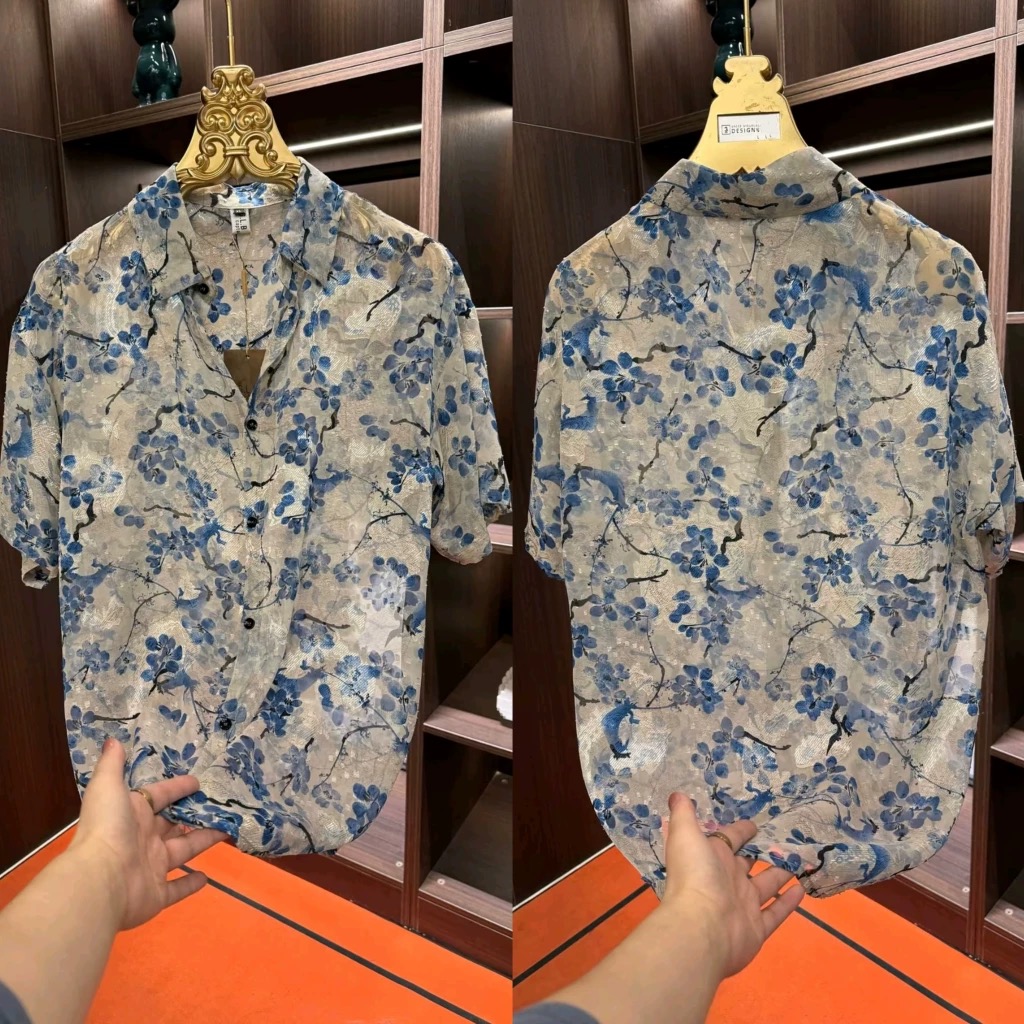 夏季新款刺绣提花防晒高品质时尚百搭商务欧货冰丝男老钱风短袖