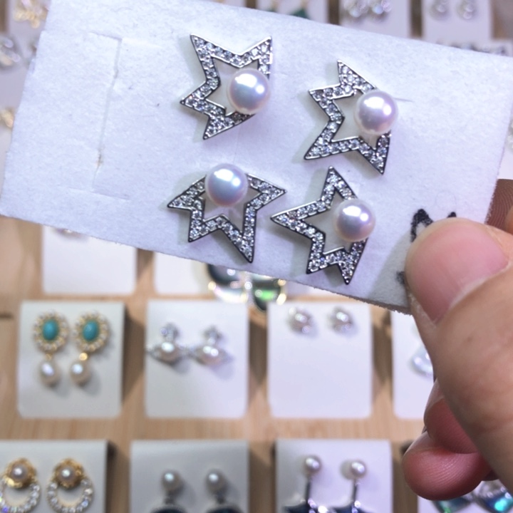 淡水珍珠耳饰银S925镶嵌