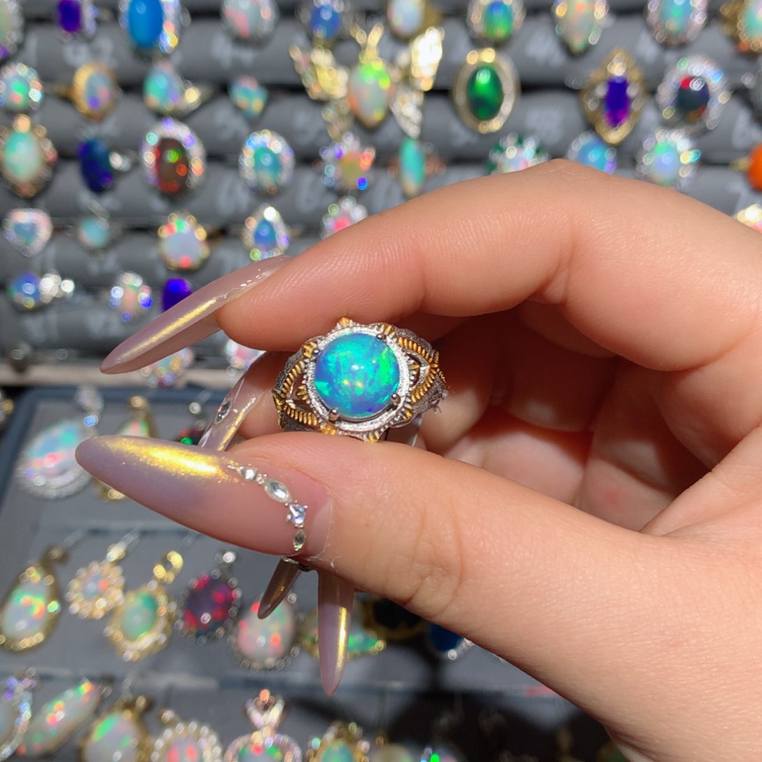 欧泊福利戒指t银S925镶嵌