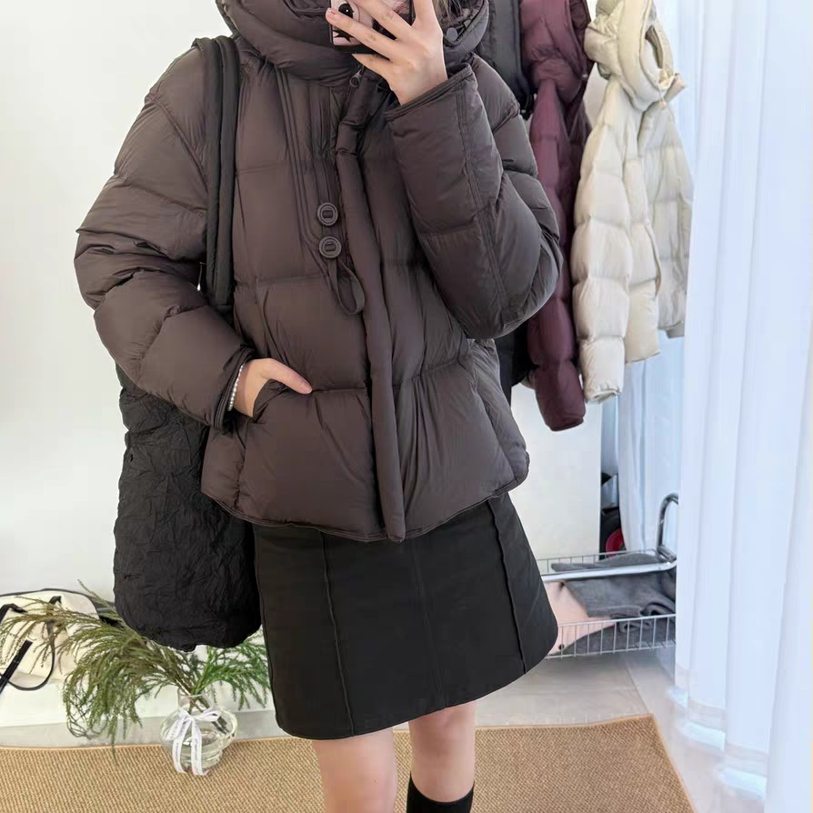 25058韩系两扣极简连帽面包服外套SP