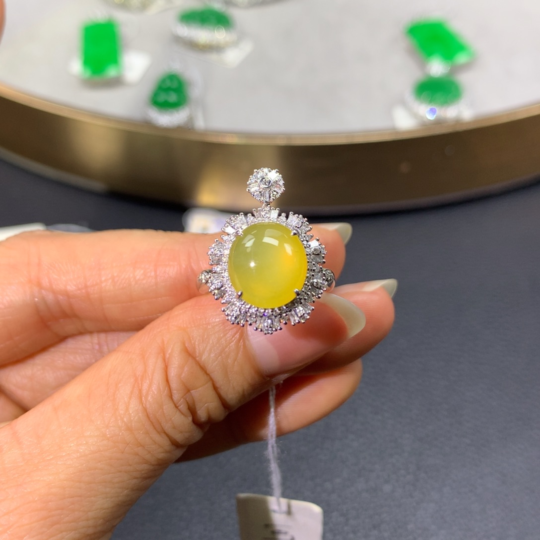 翡翠戒指18K金镶嵌J*y定金