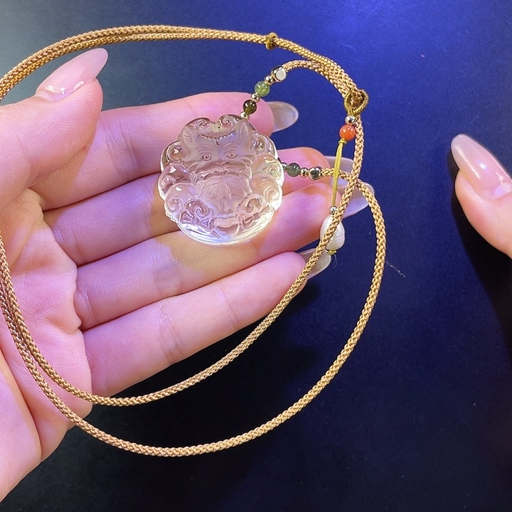 水晶黄水晶可爱狐未镶嵌