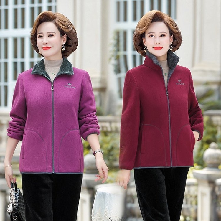 中老年人女装春秋装大码上衣大码长袖中年女装新款妈妈装春装外套