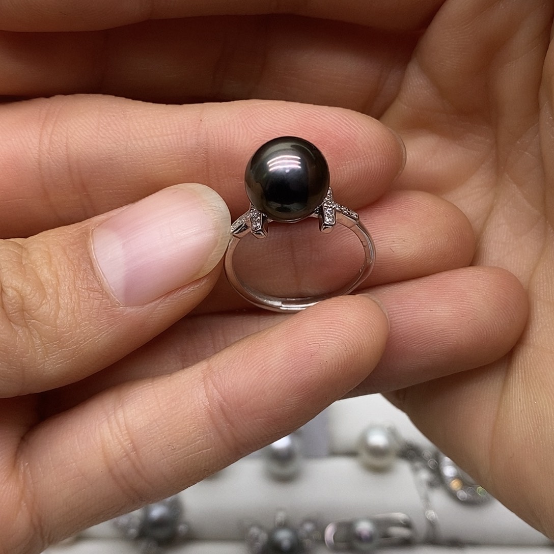 海水珍珠银S925镶嵌耳饰