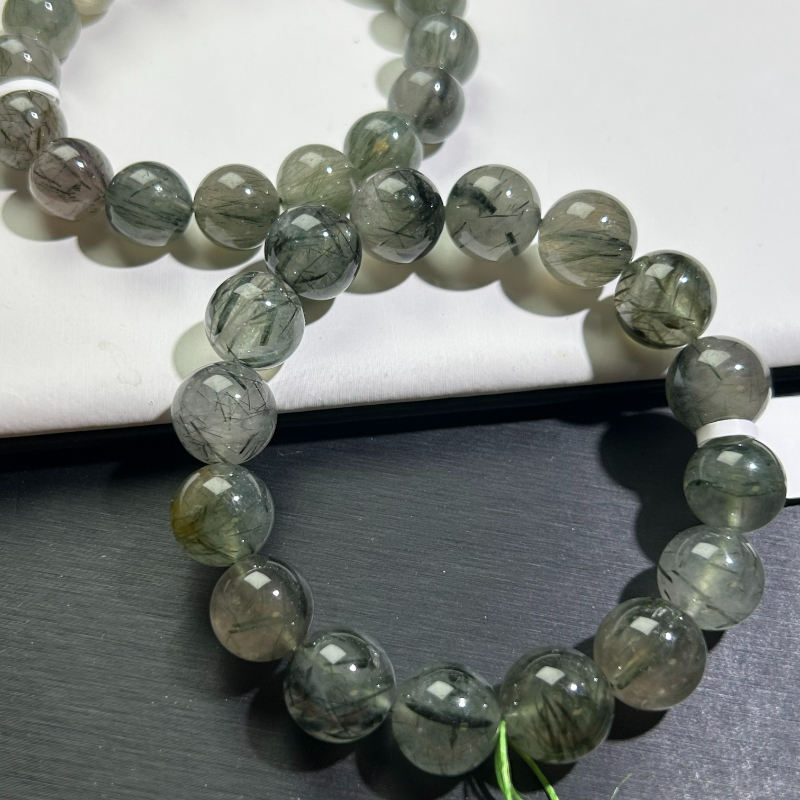 绿兔毛水晶绿发晶手串绿色女款百搭兔毛发晶绿兔发晶