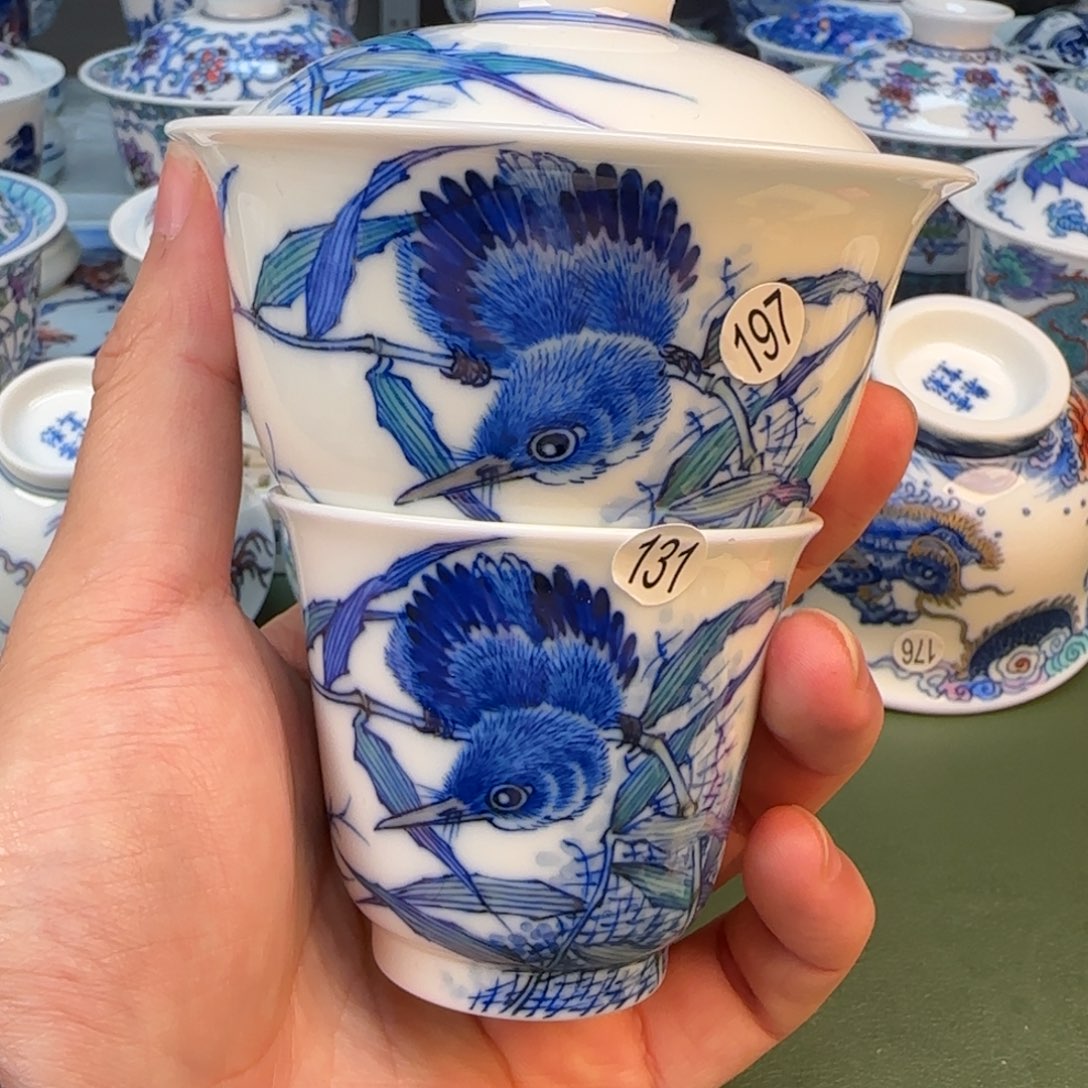 彦祖纯手工手绘茶具单翠两件套