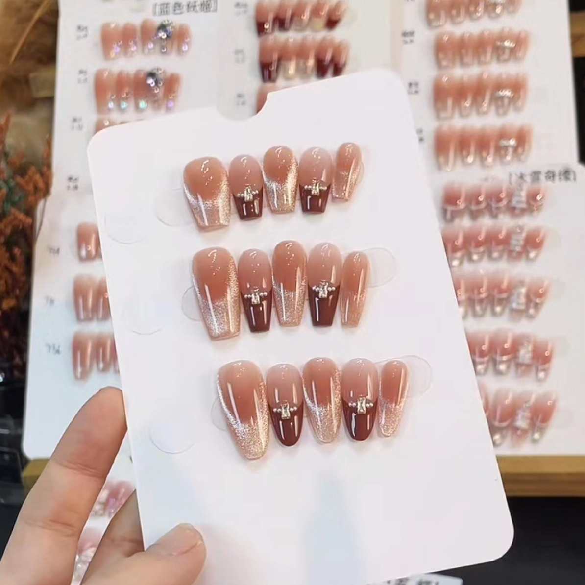 【落日海水】新款手工定制穿戴甲美甲成品美甲贴片10片