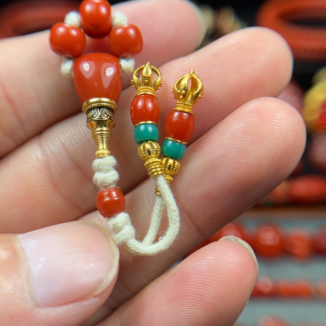 H***j南红玛瑙套装18K金镶嵌