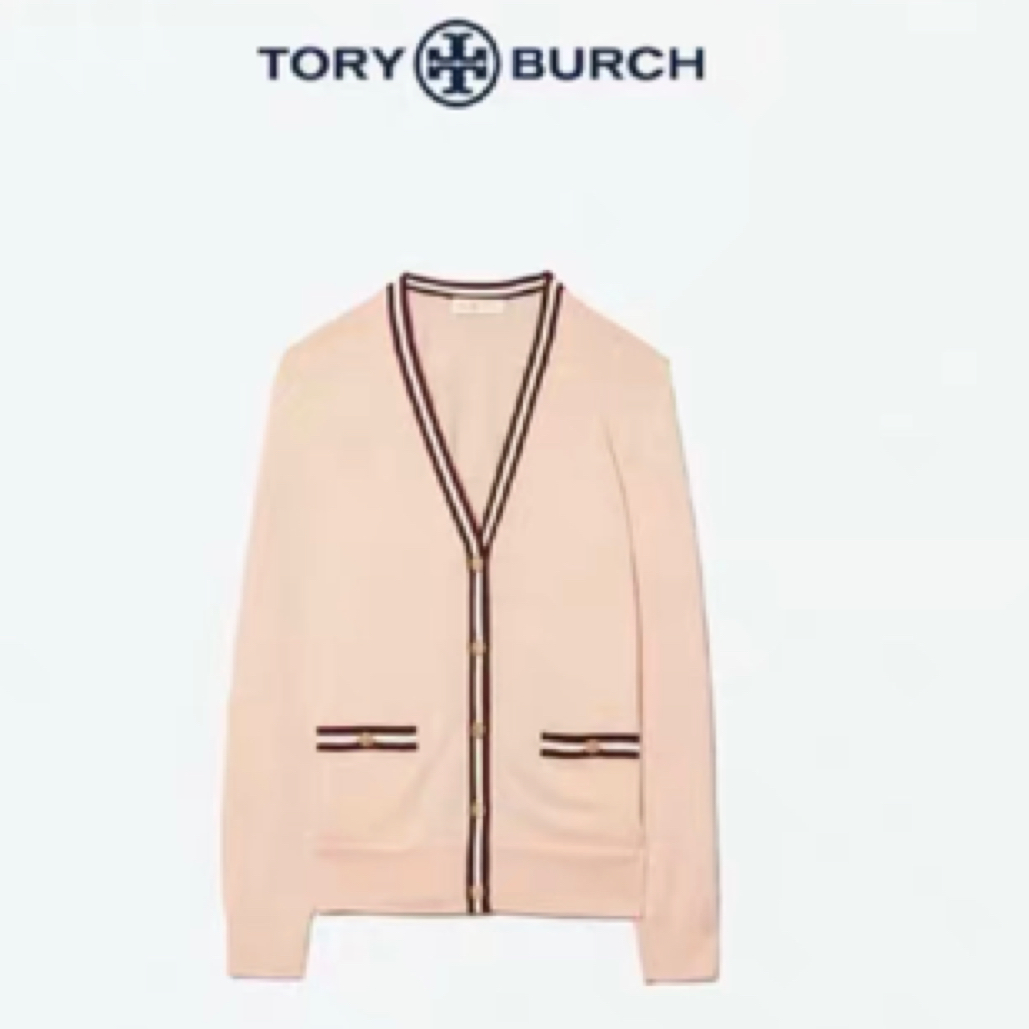 99新 TORY BURCH/汤丽柏琦 粉色针织开衫/S码/C00753