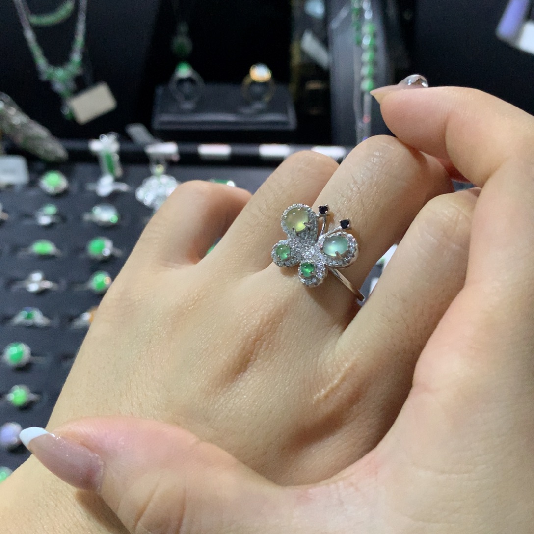 翡翠银S925镶嵌耳饰