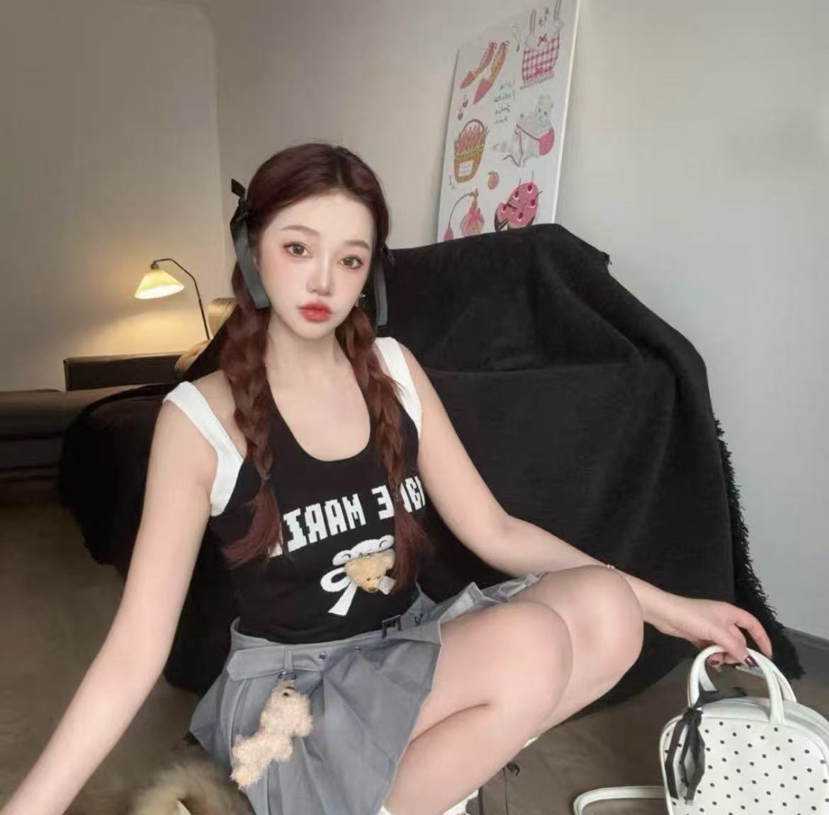 FOG （000）设计款时尚立体玩偶纯色挂脖美背内搭-BX07