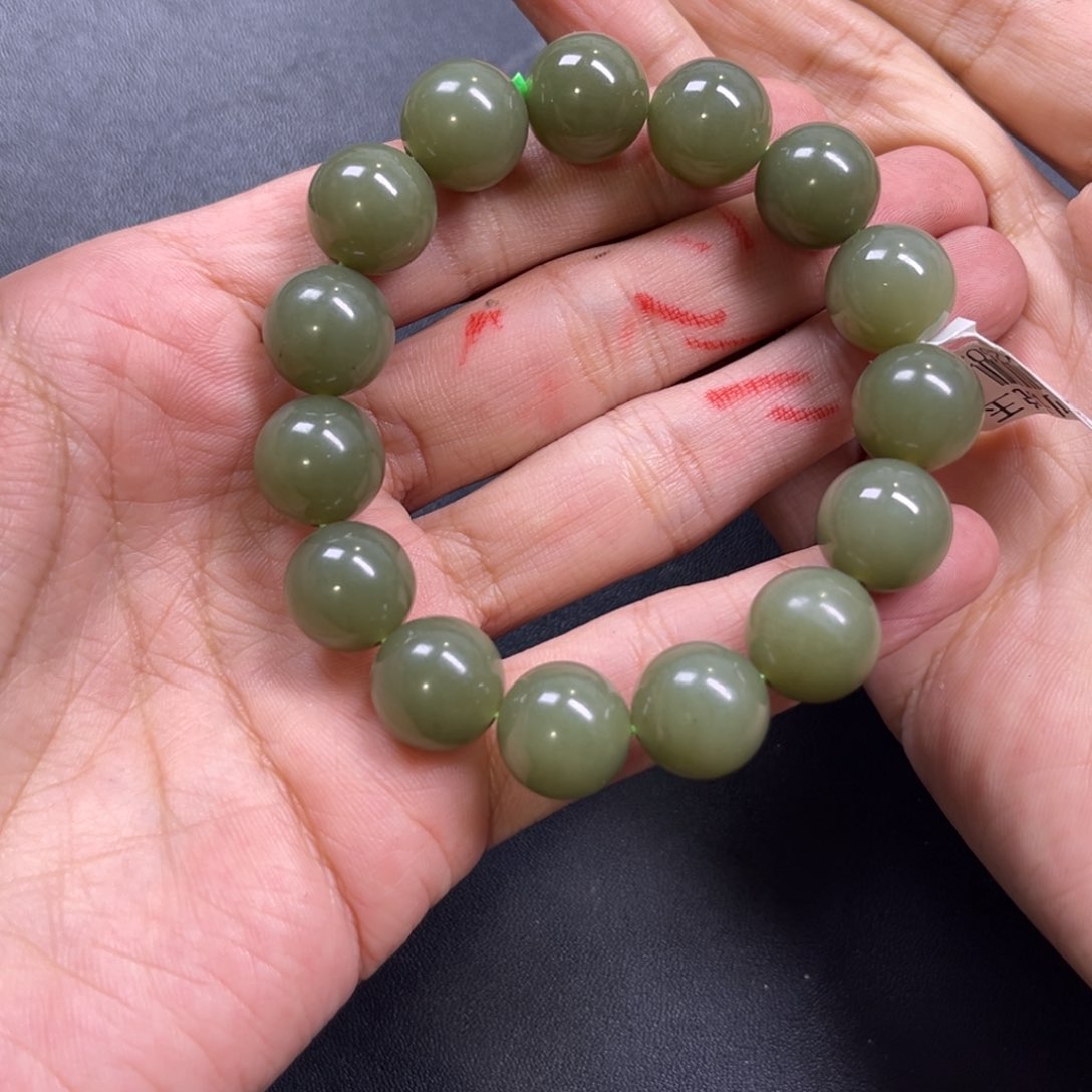 和田玉手链未镶嵌多样性钢板料新疆青黄口卡14