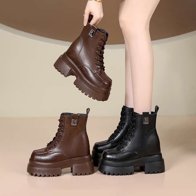 10厘米马丁靴内增高小个子厚底秋冬季厚底抗寒保暖加厚绒新款短靴