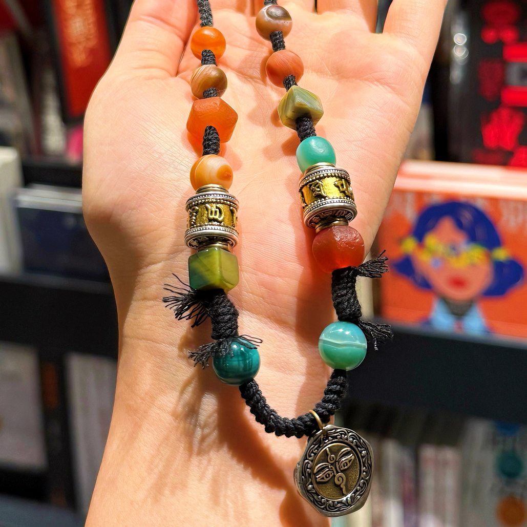 原创设计手工编织多宝玛瑙民族风项链小众高级