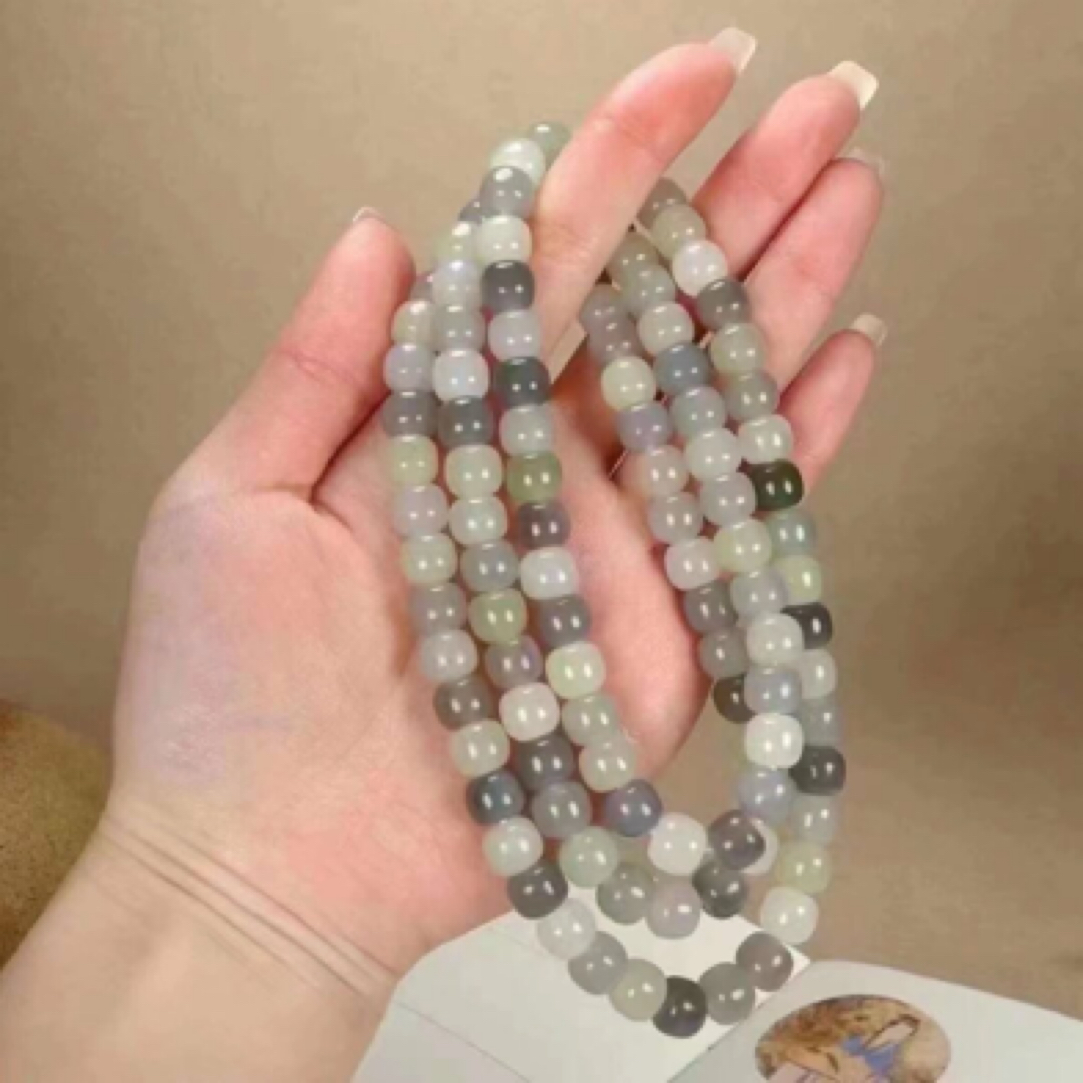 【多宝老型珠108】•紫罗兰 规格：7×8mm  重97g 和田玉HTY45