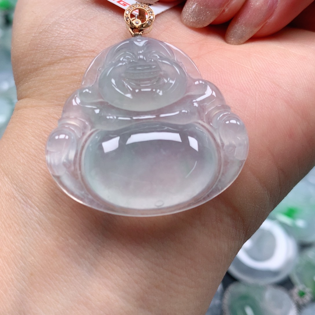 翡翠颈饰18K金镶嵌天然翡翠