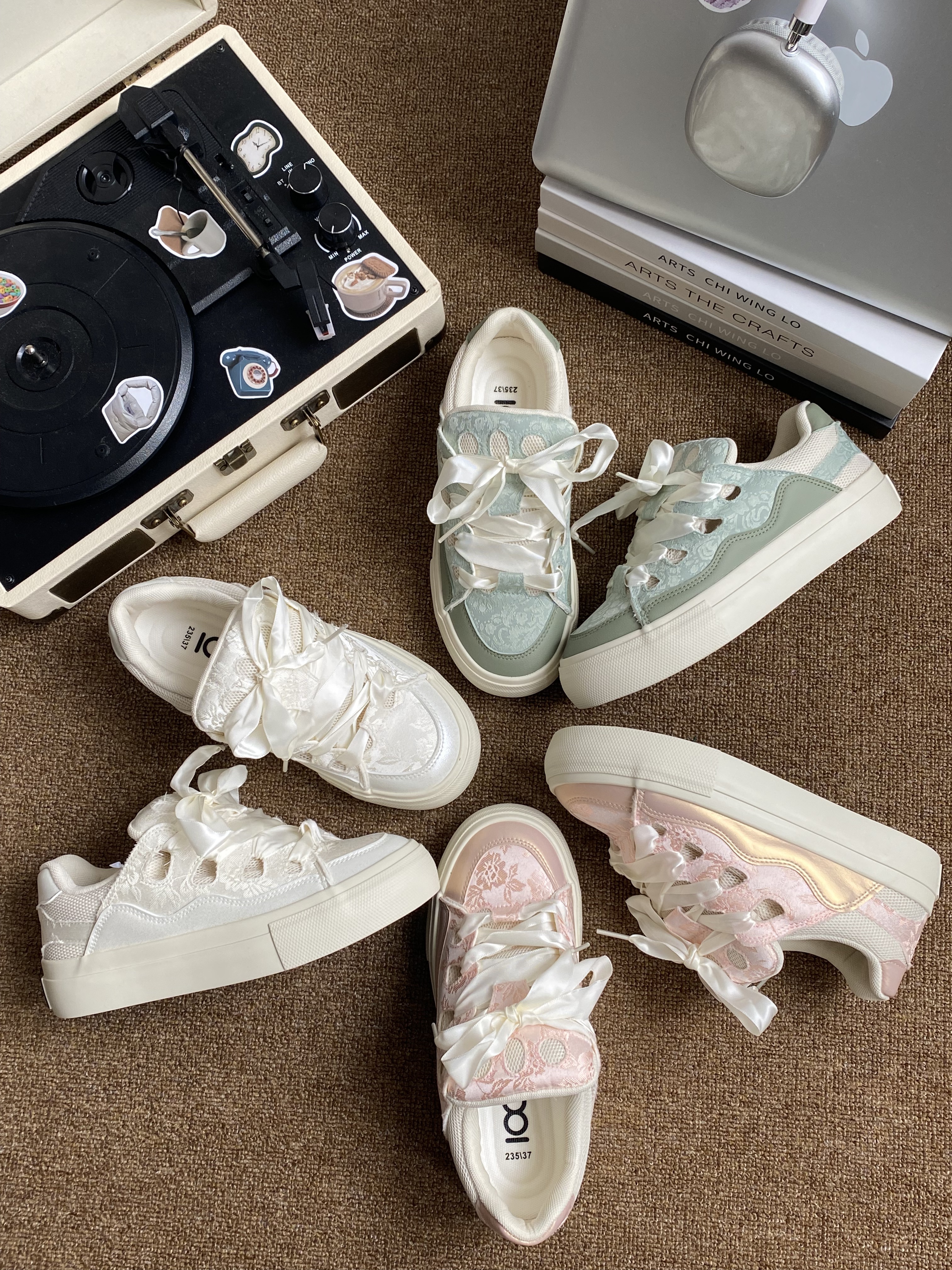 百匡品牌单！乳胶鞋垫！纯欲天菜~苏州缎原创设计厚底小白鞋女百搭