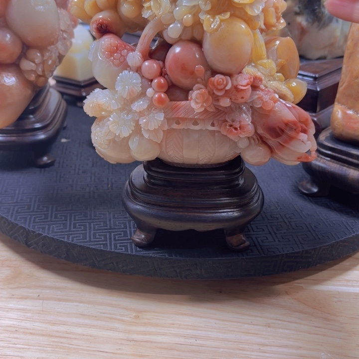 寿山石花开富贵摆件