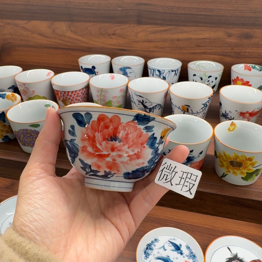 釉下手绘茶具微瑕