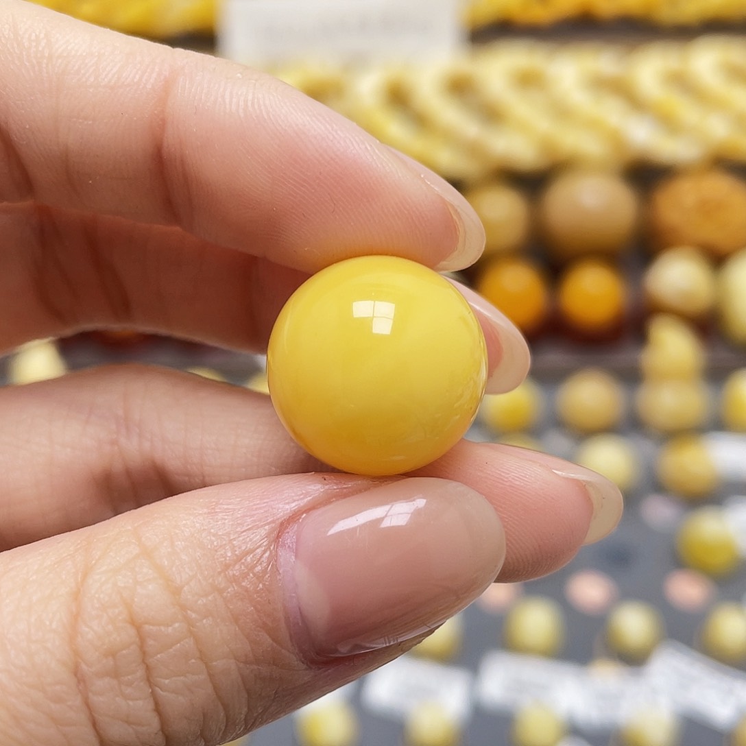 琥珀裸石未镶嵌蜜蜡圆珠17mm