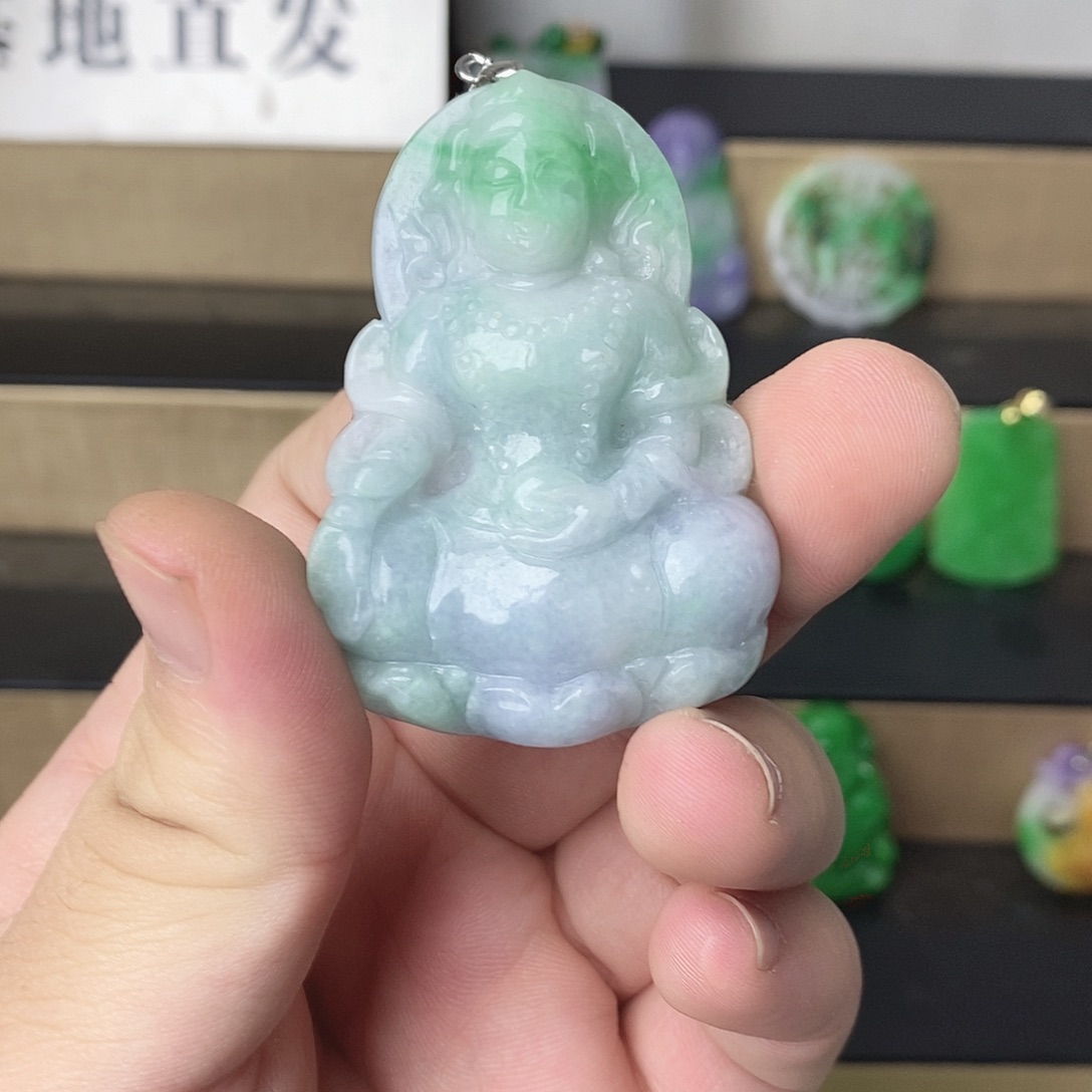 翡翠银S925镶嵌吊坠(赠链)