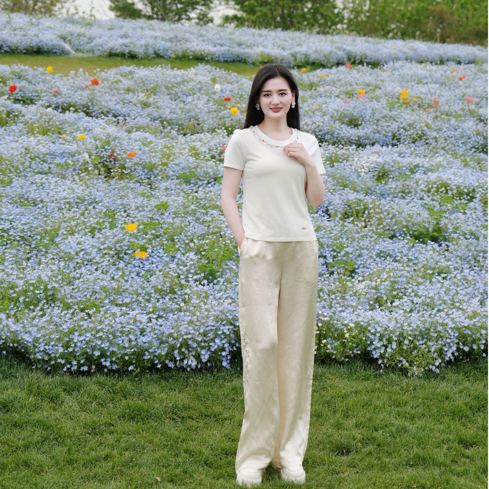 Pink Mary/粉红玛琍裤子白色舒适夏季TMAOS2312