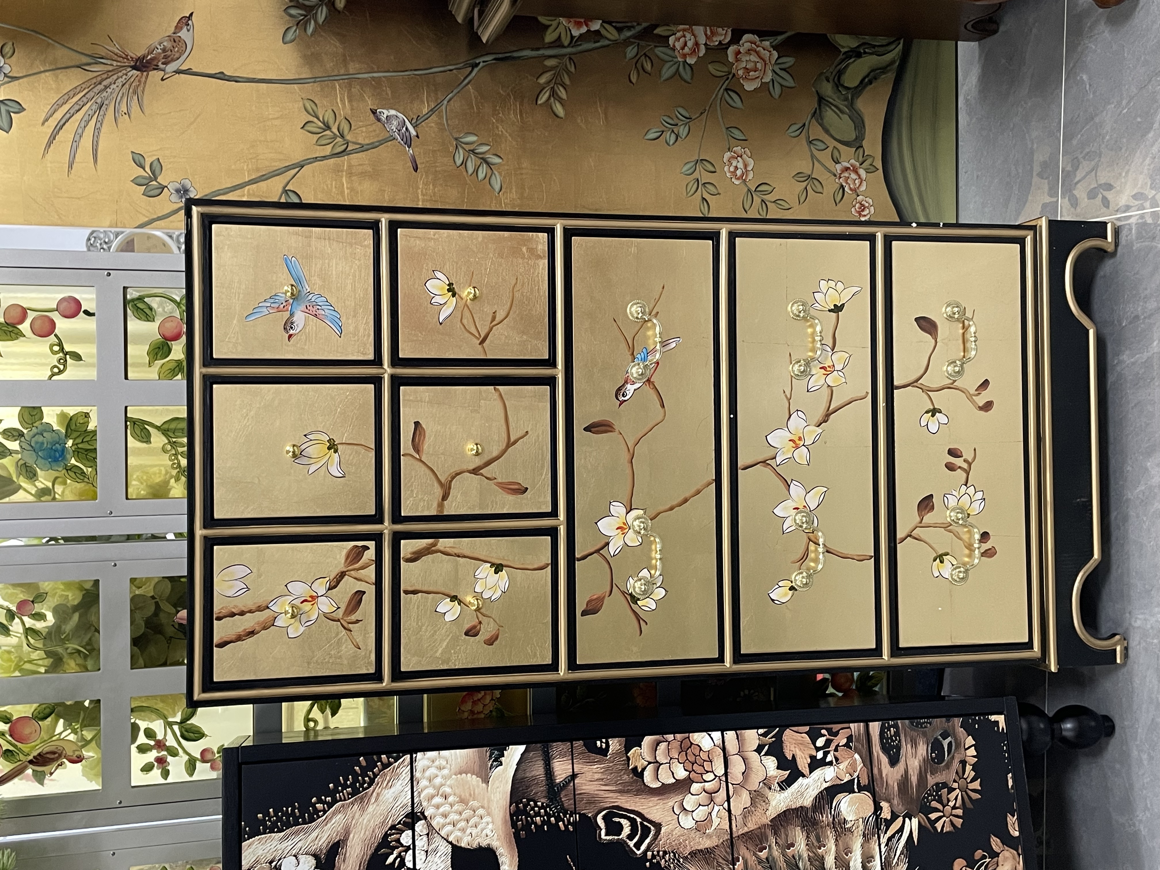 新中式九斗柜彩绘复古实木轻奢风简约卧室抽屉收纳柜客厅储物立柜