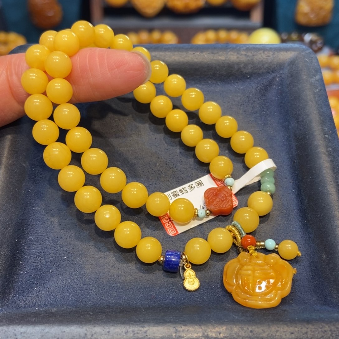 琥珀未镶嵌手链蜜蜡